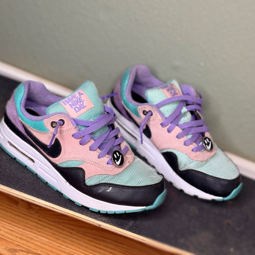 Nike Air Max 1 Have A Nike Day Sneakers in Pink, Purple, and Teal